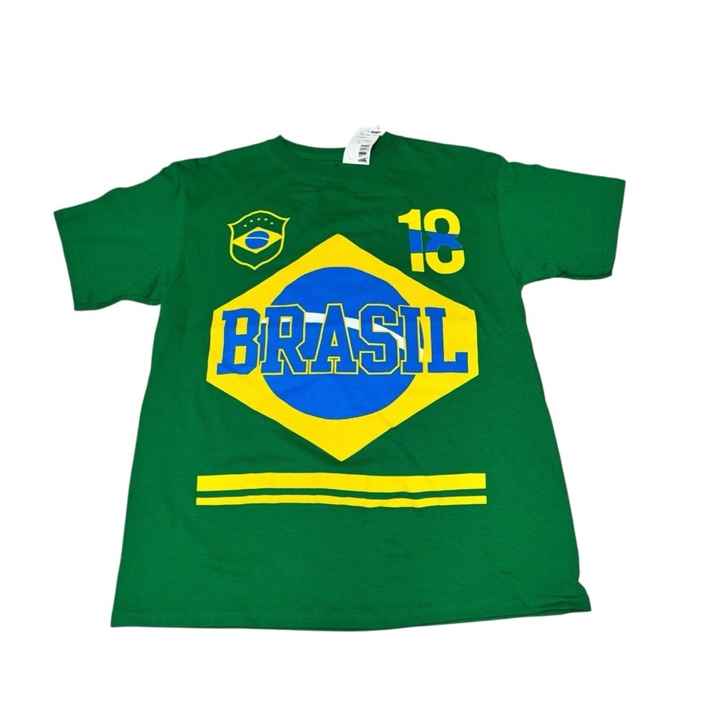 Chill Children's L Large Crewneck T-Shirt Soccer Brasil FIFA Short Sleeves NWT